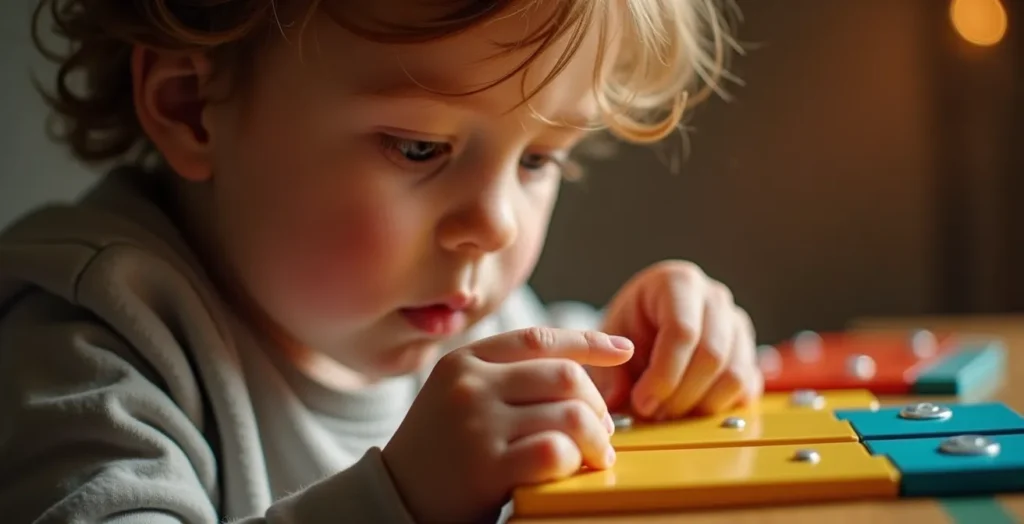 Vue microscopique stylisée de connexions neuronales brillantes et colorées s'activant, symbolisant la plasticité cérébrale lors de l'apprentissage musical.